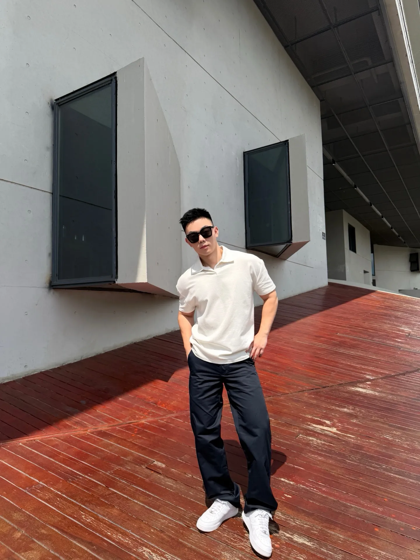 Louis Vuitton/Louis Vuitton pocket leather silk cotton crepe trousers